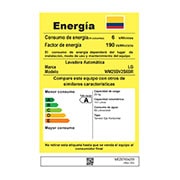 Lavadora LG wm25bv2s6br, tarjeta de consumo energético.