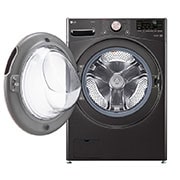 Lavadora carga frontal LG wm25bv2s6br, vista frontal puerta abierta.