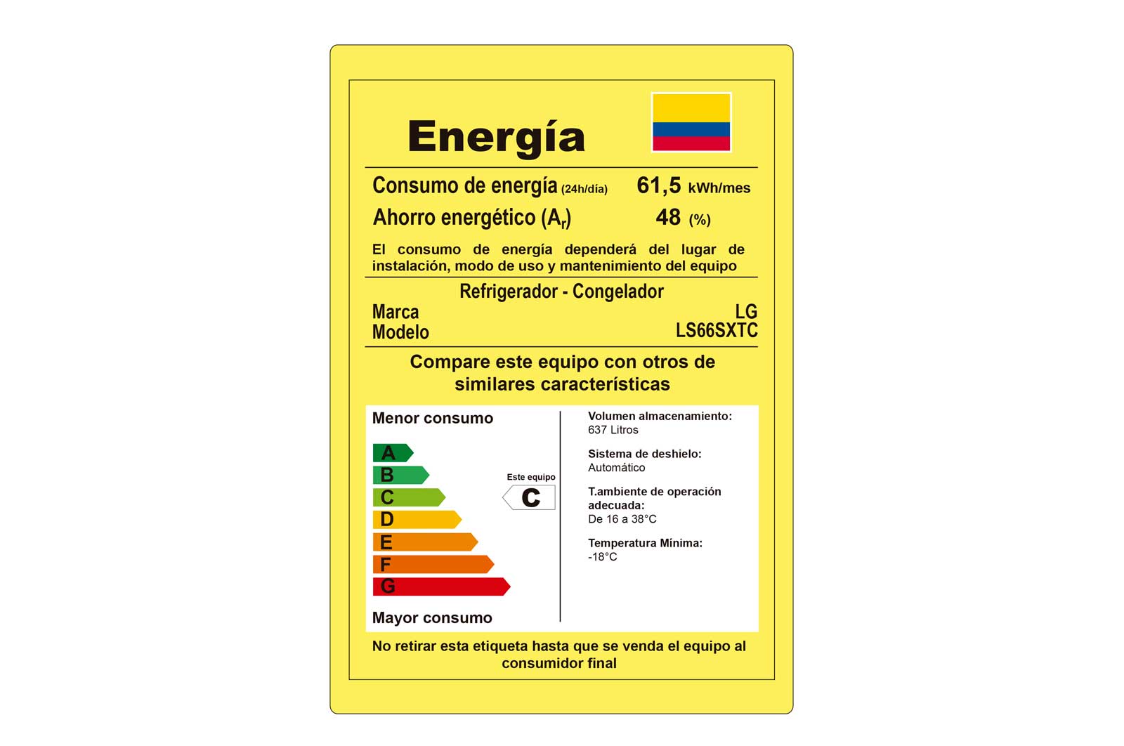 Consumo energético Nevecón LG LS66SXTC