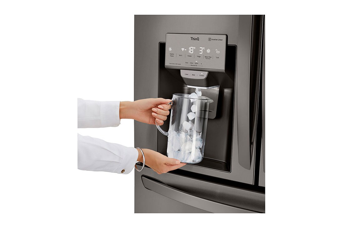 Dispensador llenando hielo del nevecón LG LM85SXD