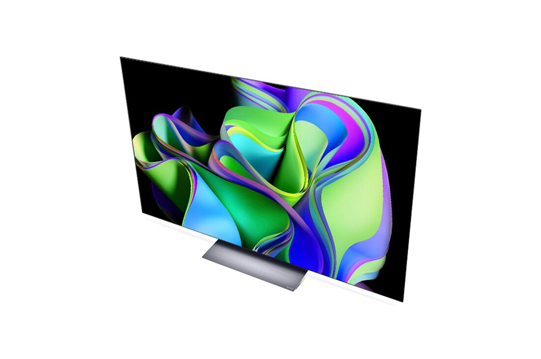 Vista Frontal lateral superior Televisor LG OLED Evo