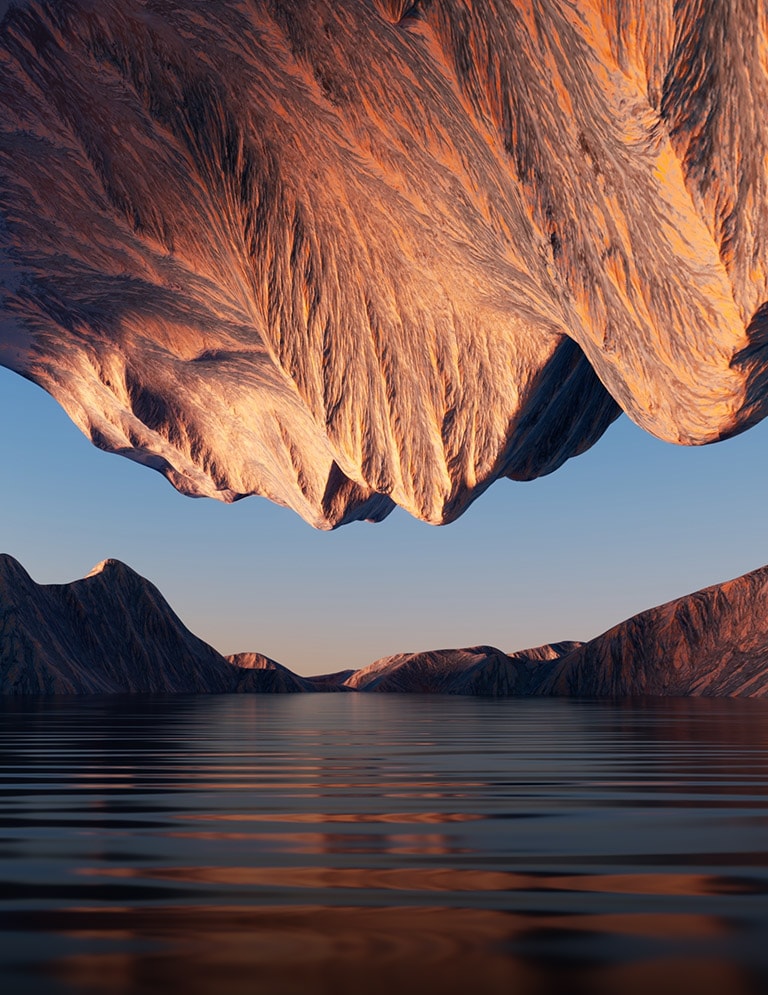 La imagen de la naturaleza con la montaña rocosa reflejada muestra el contraste y los detalles.