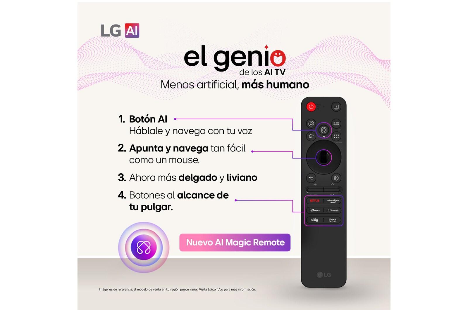 Vista de frente y lateral de la Smart TV LG OLED evo AI C5 4K en la que se ven sus dimensiones de longitud, ancho, altura y profundidad.
