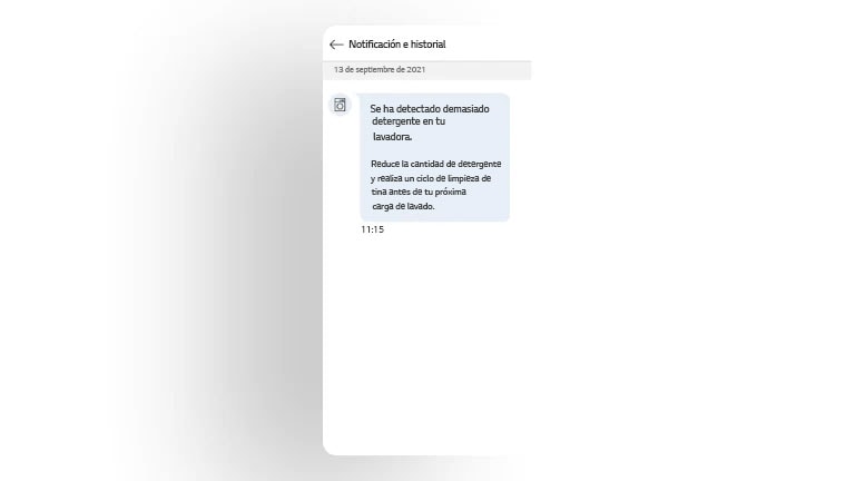 La imagen muestra la pantalla ThinQ Care de la aplicación LG ThinQ con varios mensajes de alerta.