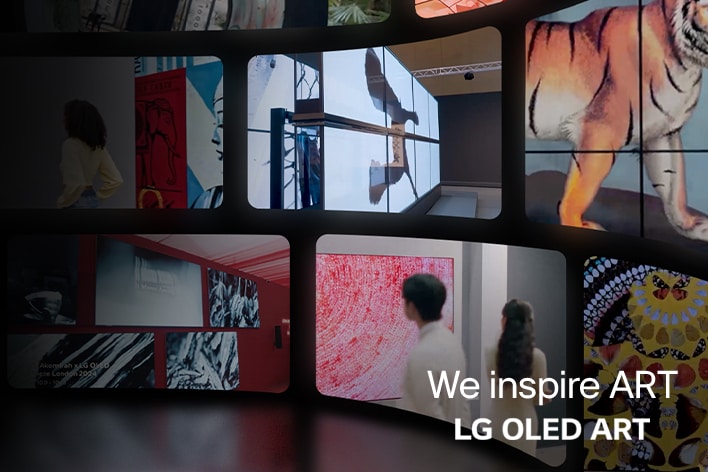 LG TV zobrazující různá umělecká díla.