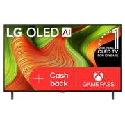 Čelní pohled na LG OLED AI B5 4K Smart TV. Na obrazovce je emblém 12 let světové jedničky OLED a logo LG OLED AI 2025.