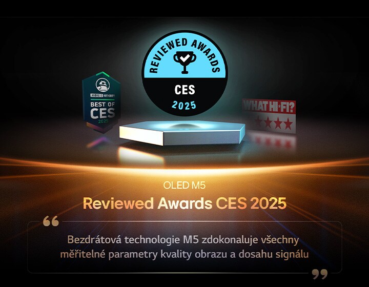 Ocenění pro OLED M5 od Reviewed. Výňatek z jejich recenze zní: Bezdrátová technologie M5 zdokonaluje všechny měřitelné parametry kvality obrazu a dosahu signálu.