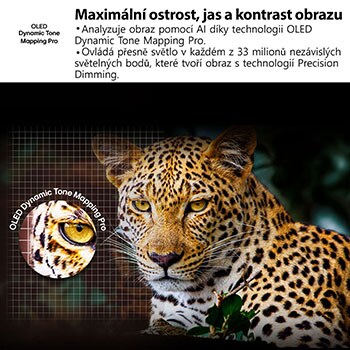 Noční táborový oheň uprostřed přírody. V dálce je vidět les a jezero. Večerní obloha je plná hvězd. Celá scéna je rozdělena na dvě poloviny. Jedna strana je tmavší a matnější. Druhá polovina je pozoruhodně jasnější, což dokazuje působivý jas funkce Brightness Booster. 
