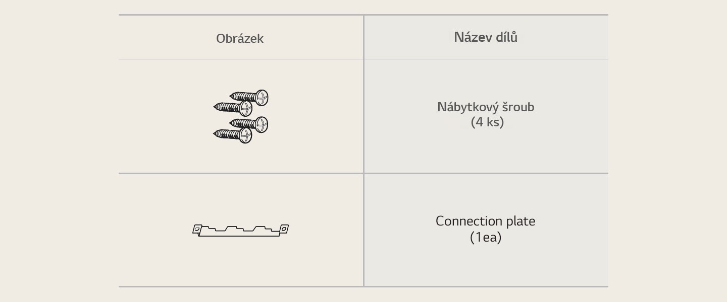 Šroub a spojovací deska příslušenství k mikrovlnné troubě.
