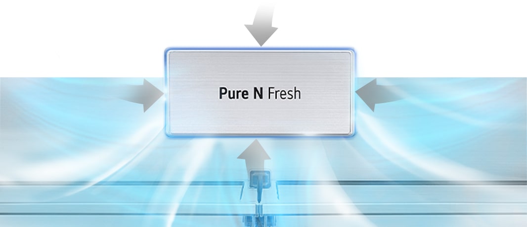 Filtrace Pure N Fresh nasává pachy a rozptyluje čistý chladný vzduch pro svěží prostředí v chladničce.