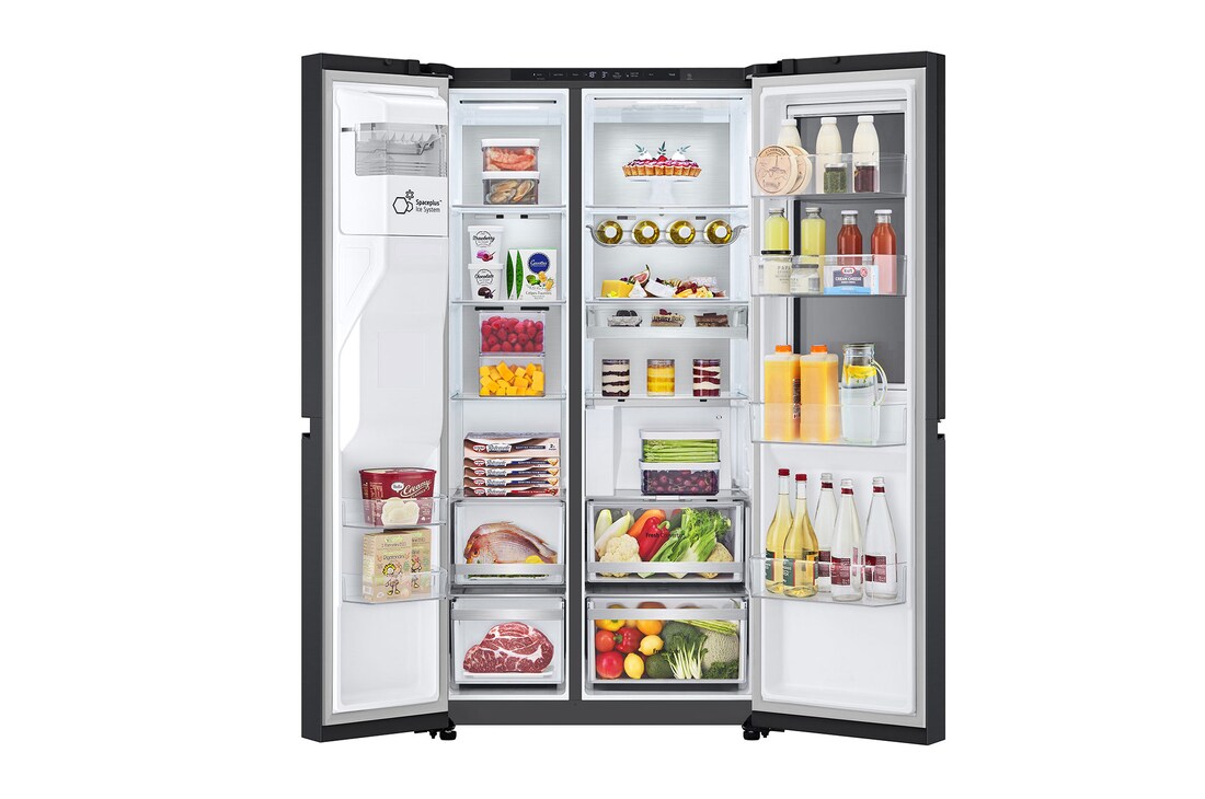 Front door open with food