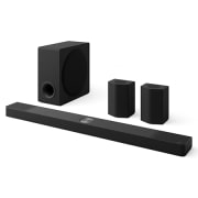 Natočený pohled na LG Soundbar s95trpa subwoofer