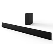 Natočený pohled na LG Soundbar SG10TY a subwoofer
