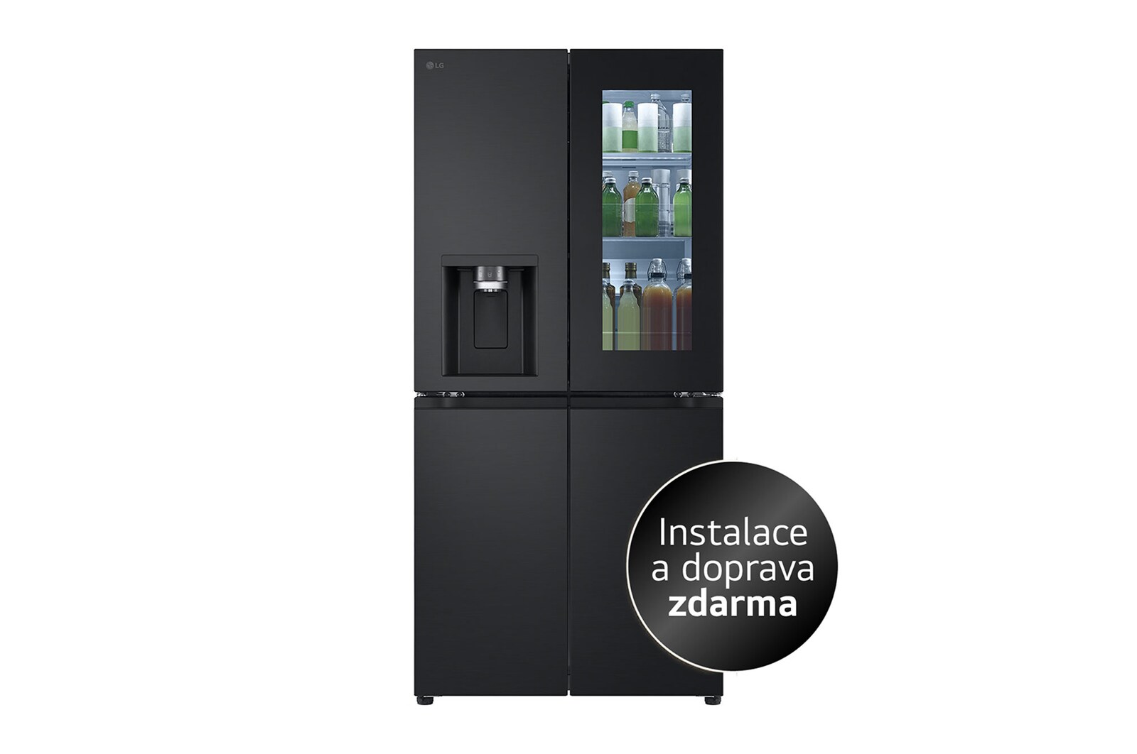 Pohled zepředu na multi-door chladničku LG GMG860EPBE