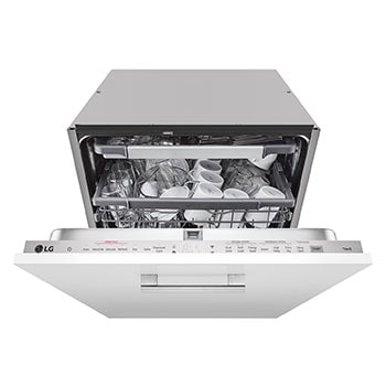 Pohled shora na 14 sad nádobí QuadWash™ Vestavná parní myčka nádobí, Noble Steel - DB365TXS