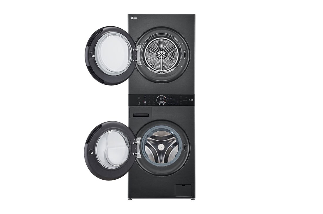 LG WashTower | 12 / 10 kg |1400 ot./min | AI DD™ | TurboWash™360°|Černá/šedá, WT1210BBF