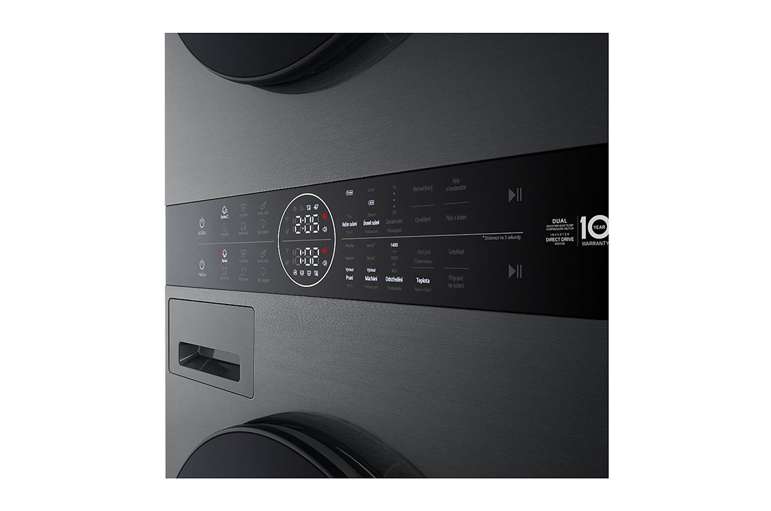 LG WashTower | 12 / 10 kg |1400 ot./min | AI DD™ | TurboWash™360°|Černá/šedá, WT1210BBF