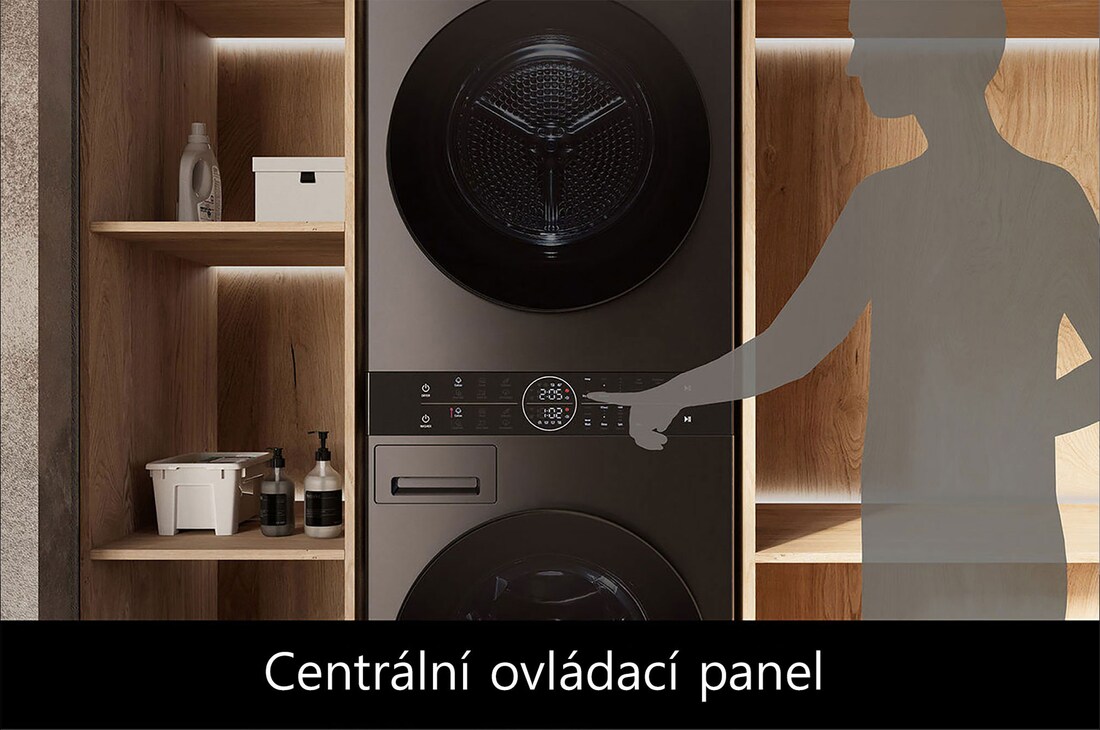 LG WashTower | 12 / 10 kg |1400 ot./min | AI DD™ | TurboWash™360°|Černá/šedá, WT1210BBF