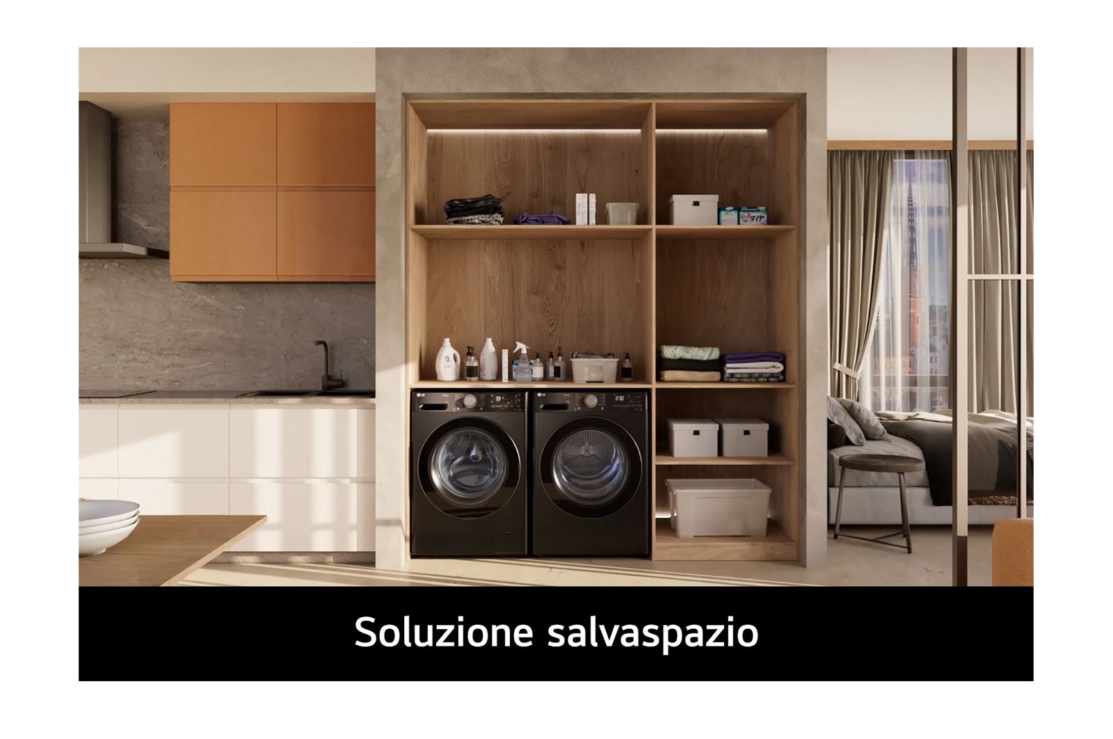 LG WashTower | 12 / 10 kg |1400 ot./min | AI DD™ | TurboWash™360°|Černá/šedá, WT1210BBF