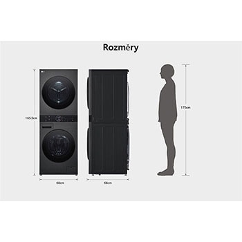 LG WashTower | 12 / 10 kg |1400 ot./min | AI DD™ | TurboWash™360°|Černá/šedá, WT1210BBF