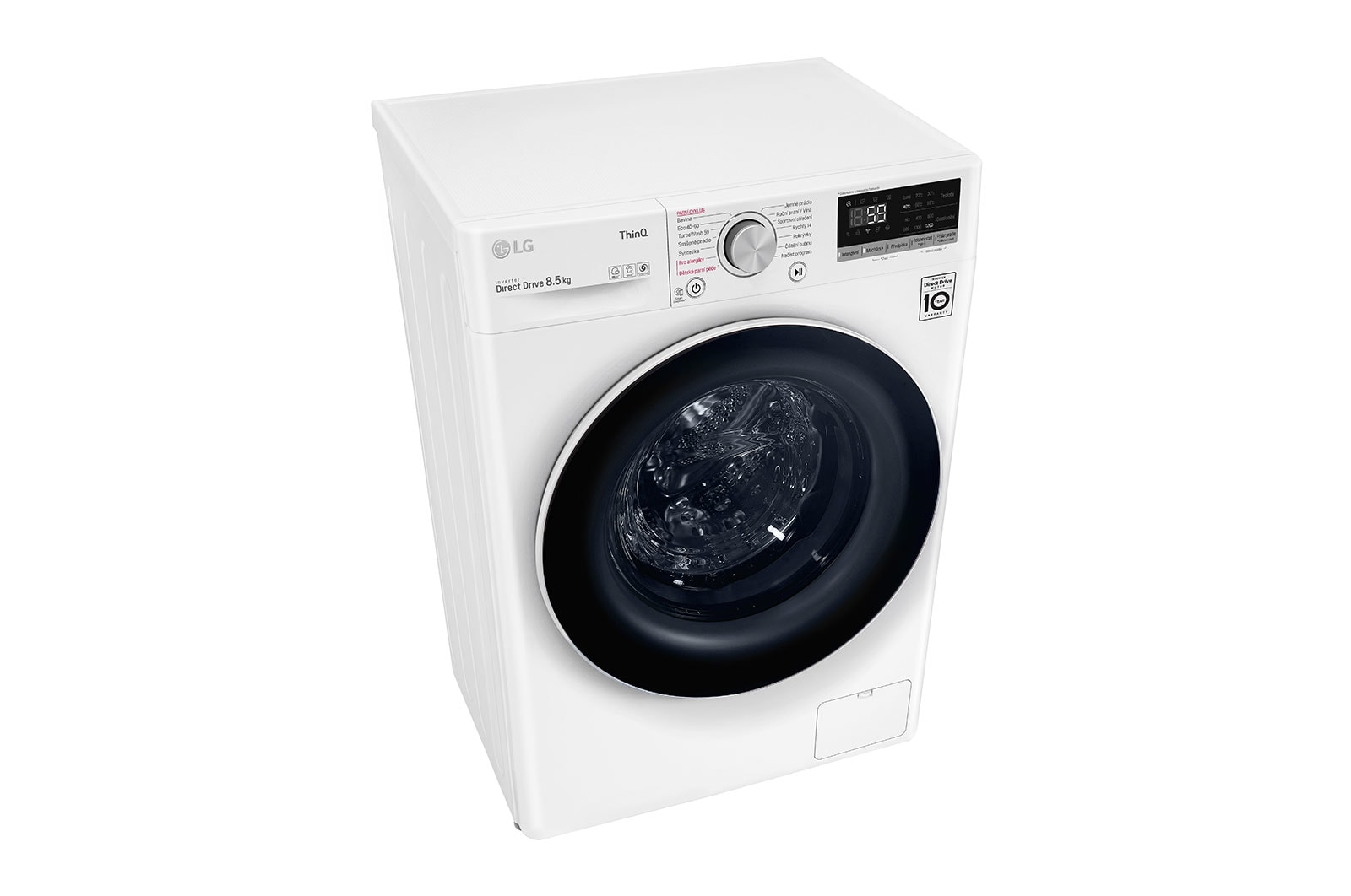 LG 8,5 kg slim parní pračka, C, Direct Drive™ motor, TurboWash™ - praní za 59 minut, optimální volba pracích pohybů, parní péče Steam™, ThinQ™ + WiFi, F28V5GY0W