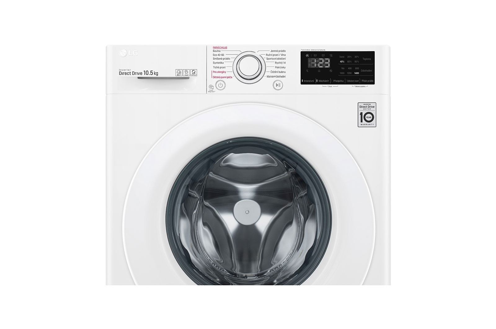 LG 10,5 kg parní pračka, B, Direct Drive™ motor, AI DD™ - optimální volba pracích pohybů, Steam™ - parní praní, Smart Diagnosis™, F4WV310S3E