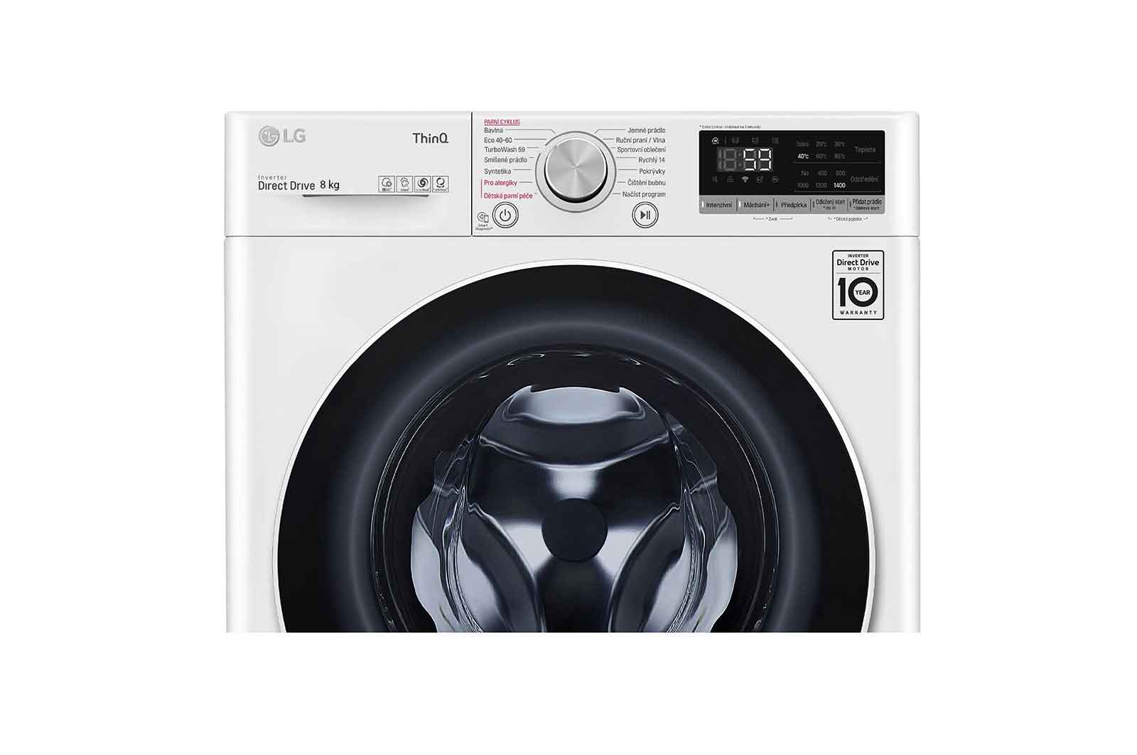 LG 10,5 kg parní pračka, B, Direct Drive™ motor, AI DD™, TurboWash™ - praní za 59 minut, AI DD™ - optimální volba pracích pohybů, parní péče Steam™, ThinQ™ + WiFi, F4WV710P0E