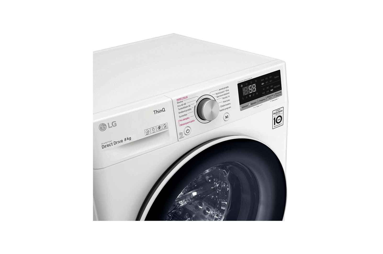 LG 10,5 kg parní pračka, B, Direct Drive™ motor, AI DD™, TurboWash™ - praní za 59 minut, AI DD™ - optimální volba pracích pohybů, parní péče Steam™, ThinQ™ + WiFi, F4WV710P0E