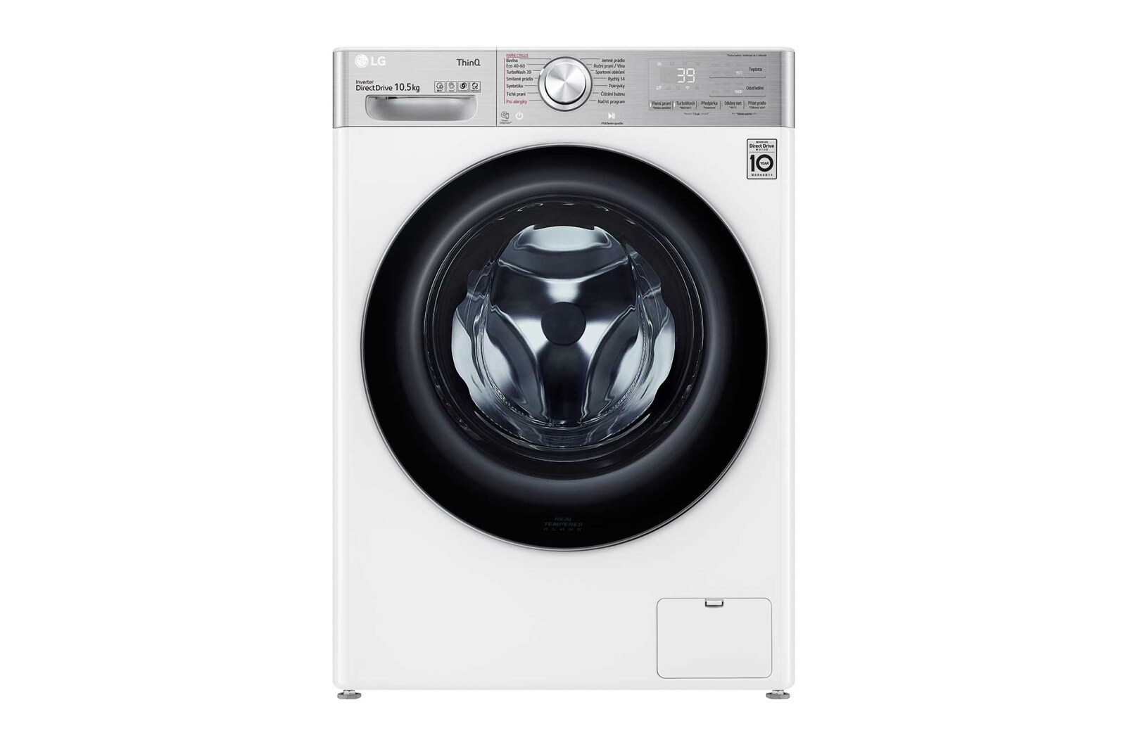 LG 10,5 kg parní pračka, Direct Drive™ motor, neomezené množství pracích pohybů, parní praní Steam+™, TurboWash™360°, ThinQ+WiFi, F610V10RW2W