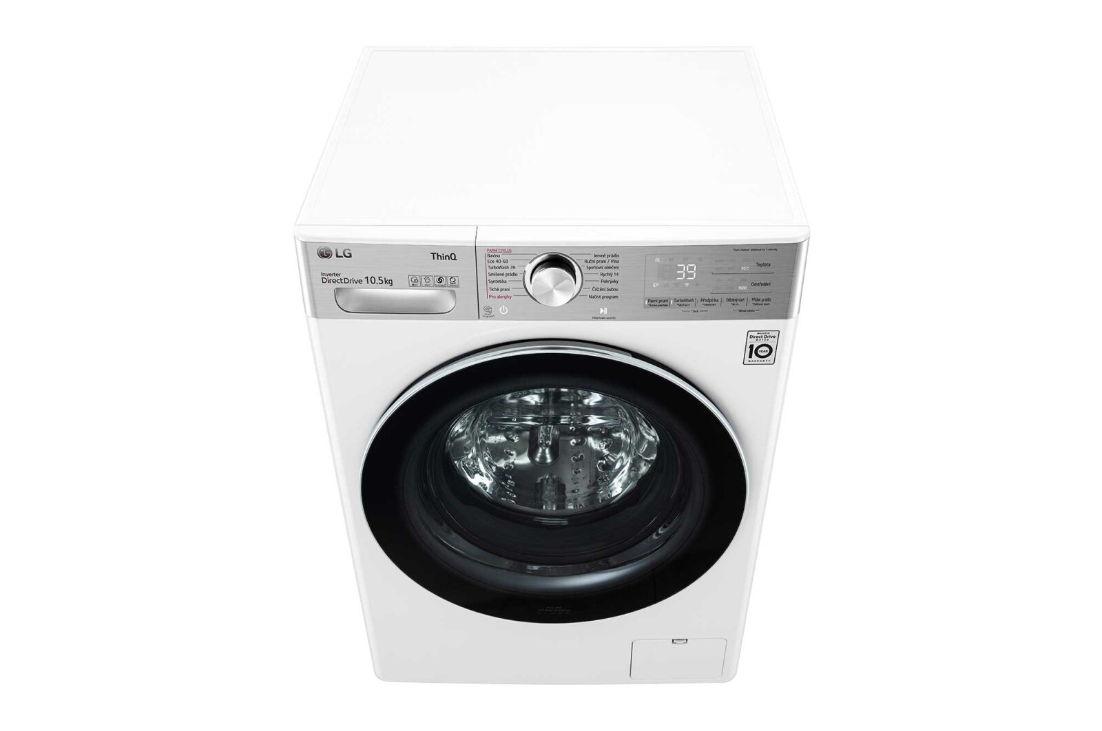 LG 10,5 kg parní pračka, Direct Drive™ motor, neomezené množství pracích pohybů, parní praní Steam+™, TurboWash™360°, ThinQ+WiFi, F610V10RW2W