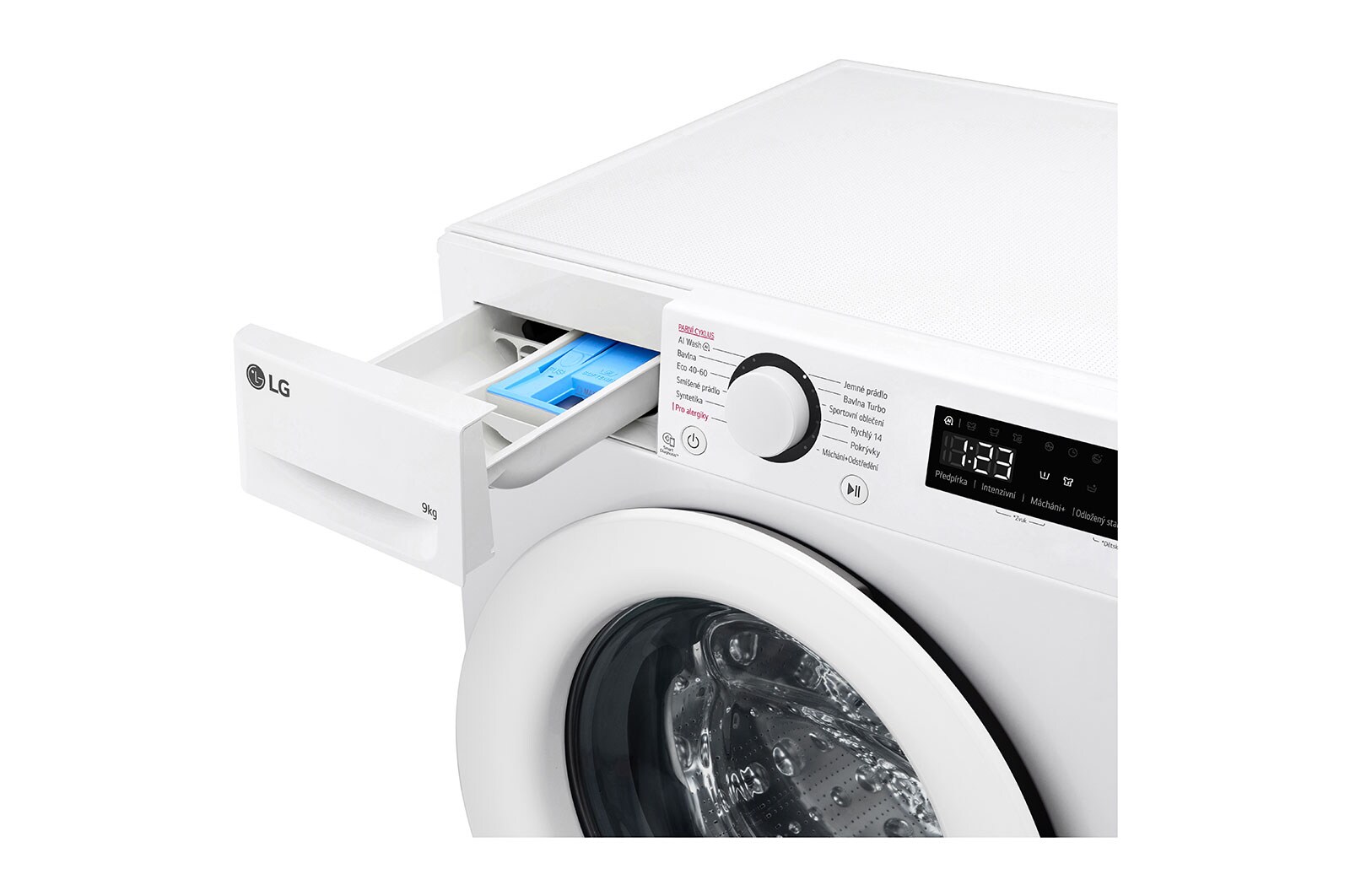 LG 9kg 1400 ot./min Direct Drive™ AI DD™ Parní pračka, Bílá, FSR5A94WH