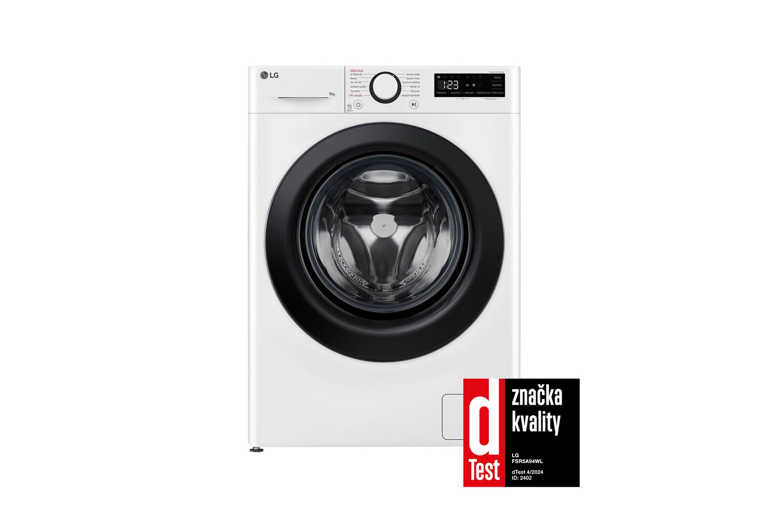 Pohled zepředu na 9kg Parní pračka Direct Drive™ AI DD™,Bílá - FSR5A94WL