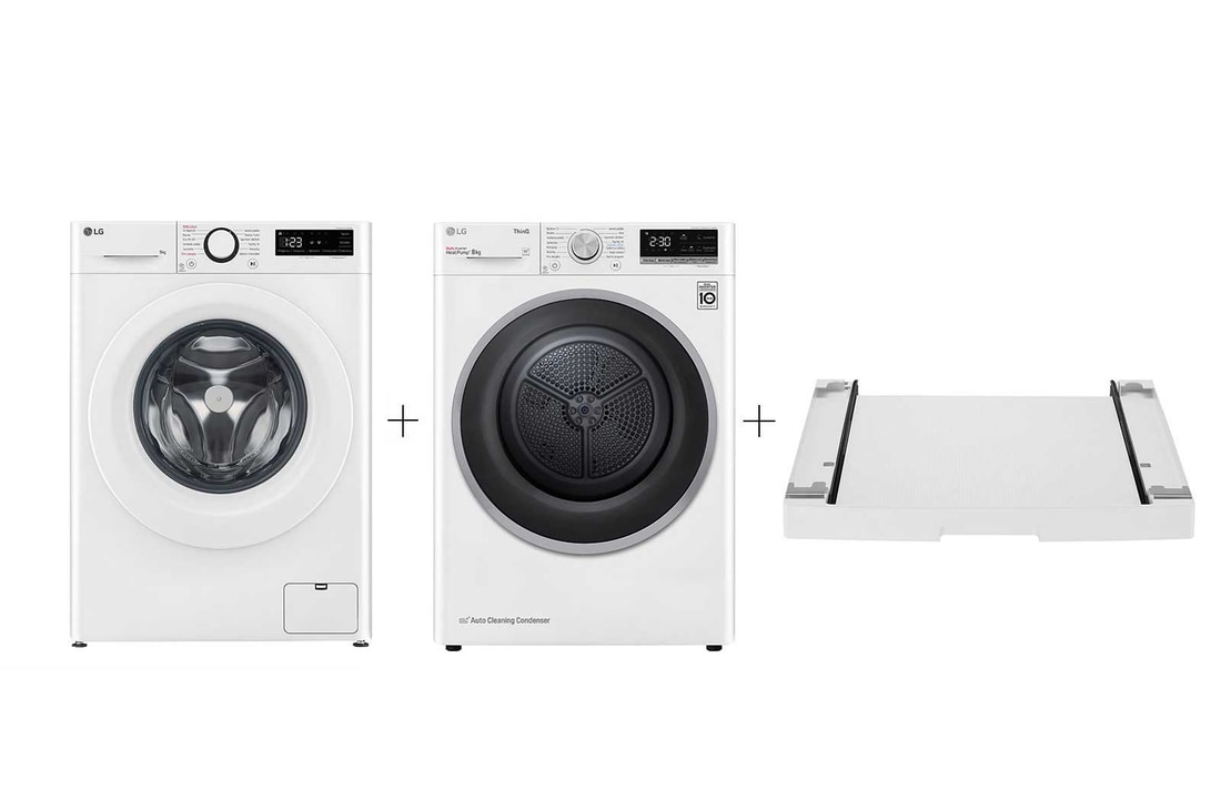 LG PRACÍ SET | LG Pračka FSR5A94WH+ Sušička RC81V5AV7N + Výsuvný mezikus ZDARMA, LAUNWDSN22