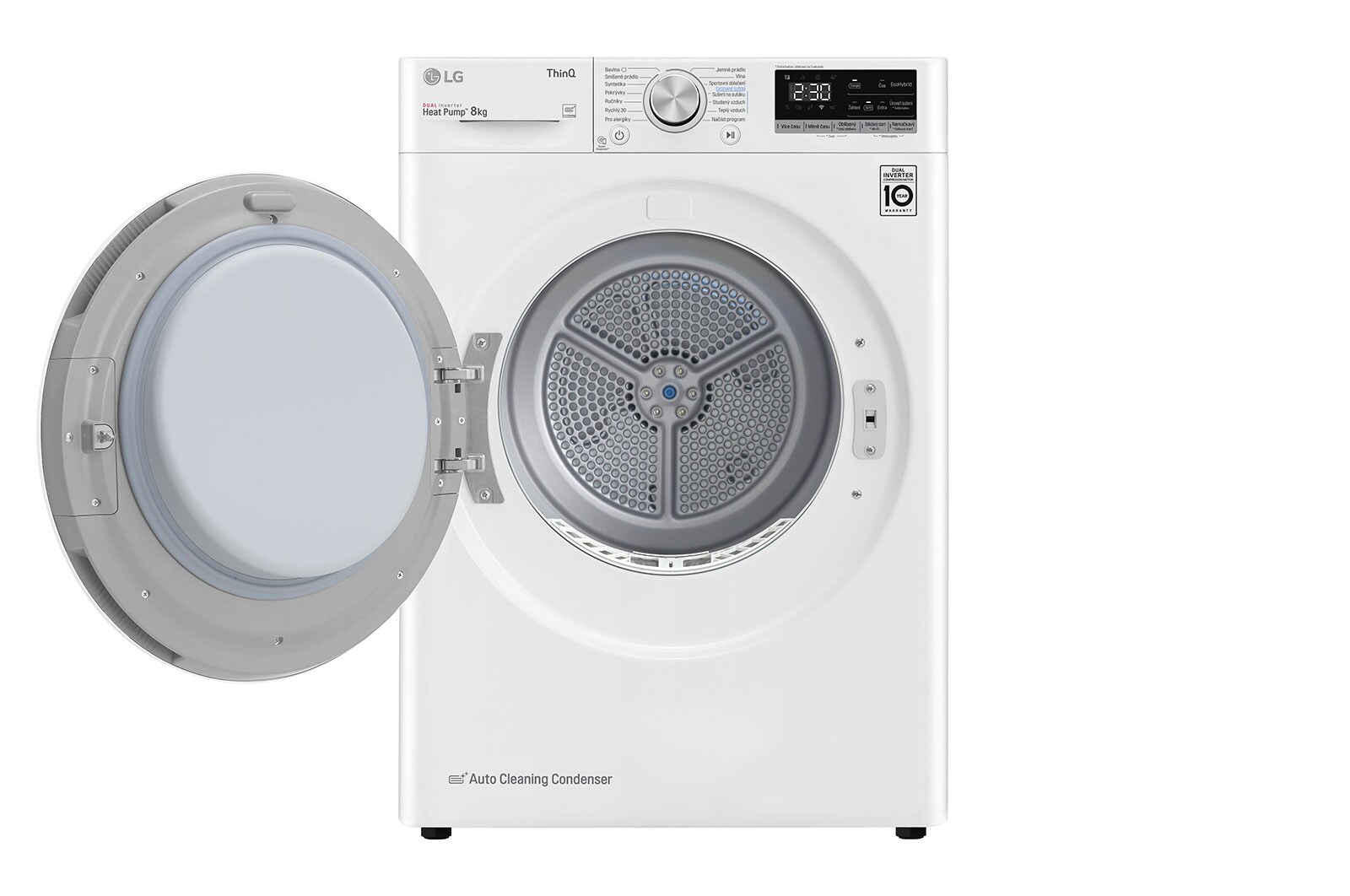 LG 8 kg sušička, A++ (v rozsahu A++ až D), 14 programů, 13 přídavných možností, 3 možnosti sušení, ThinQ™ + WiFi připojení, RC81V5AV0Q
