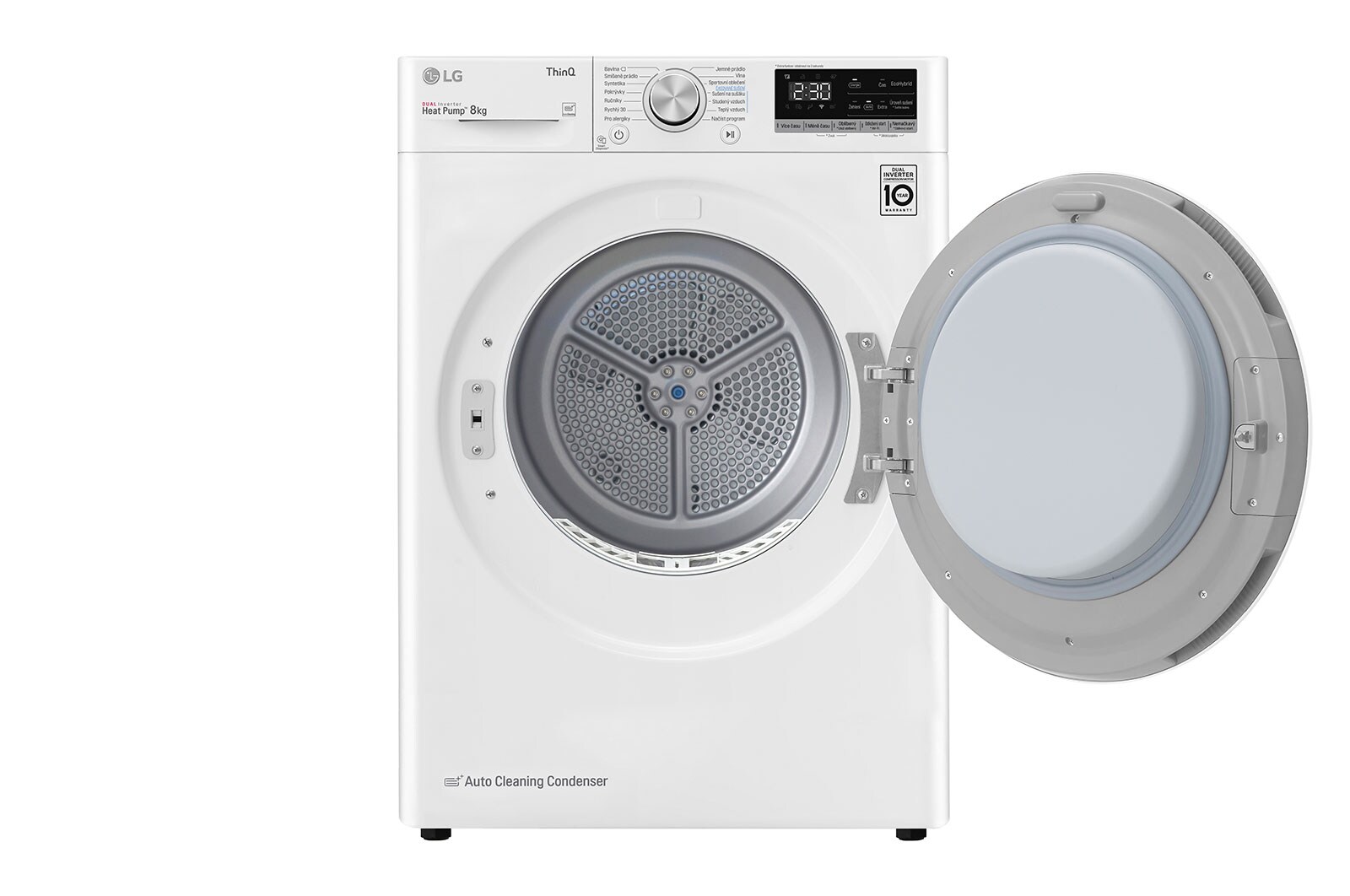 LG 8 kg sušička, A++ (v rozsahu A++ až D), 14 programů, 13 přídavných možností, 3 možnosti sušení, ThinQ™ + WiFi připojení, RC81V5AV0Q