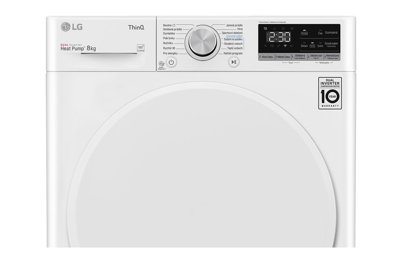 LG 8 kg sušička, A++ (v rozsahu A++ až D), 14 programů, 13 přídavných možností, 3 možnosti sušení, ThinQ™ + WiFi připojení, RC81V5AV0Q
