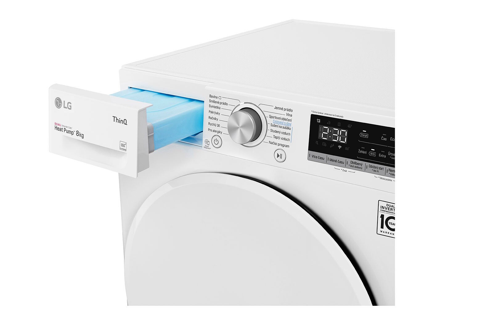 LG 8 kg sušička, A++ (v rozsahu A++ až D), 14 programů, 13 přídavných možností, 3 možnosti sušení, ThinQ™ + WiFi připojení, RC81V5AV0Q