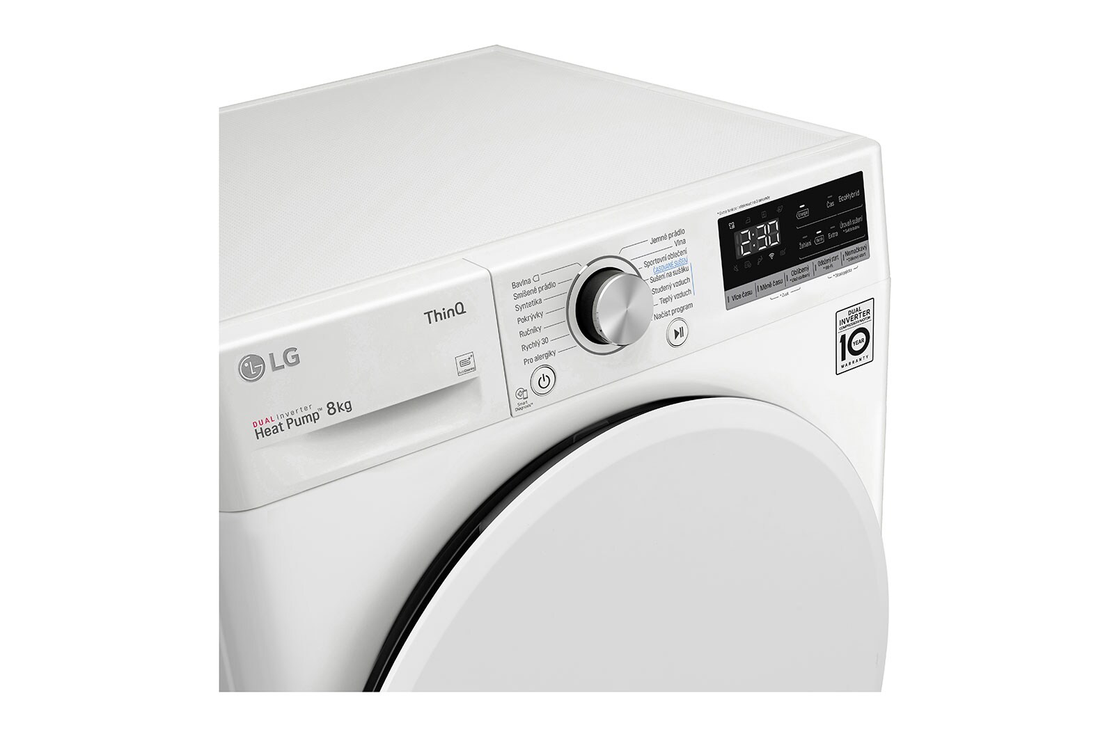 LG 8 kg sušička, A++ (v rozsahu A++ až D), 14 programů, 13 přídavných možností, 3 možnosti sušení, ThinQ™ + WiFi připojení, RC81V5AV0Q