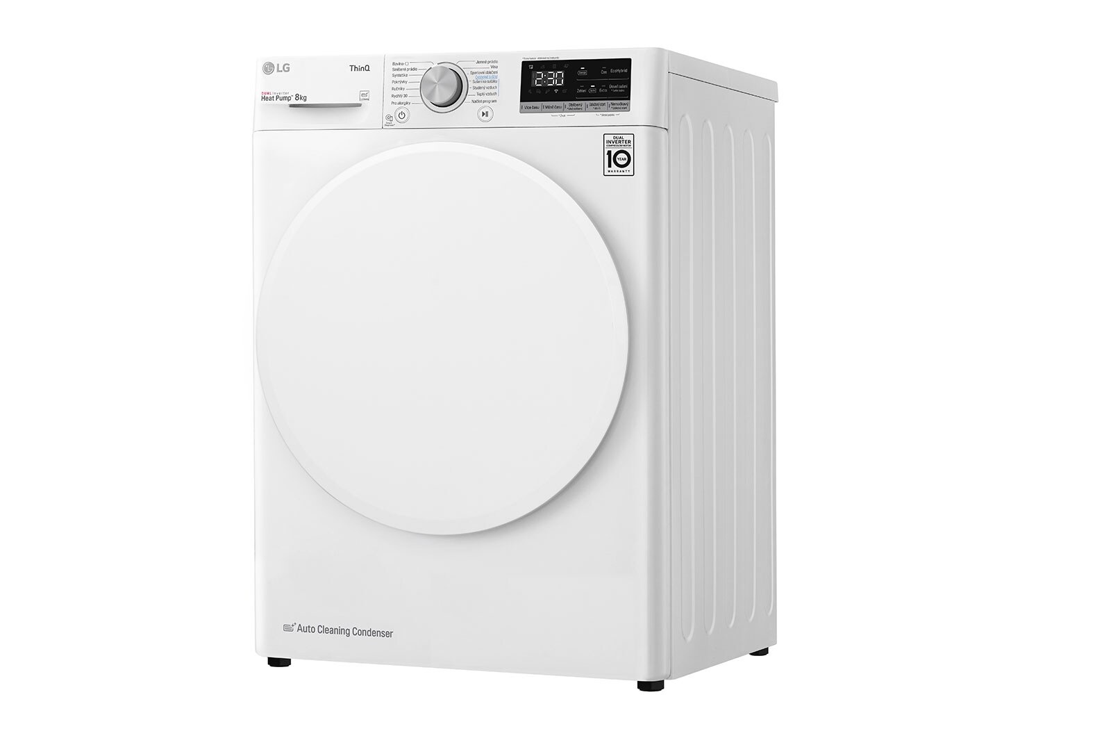 LG 8 kg sušička, A++ (v rozsahu A++ až D), 14 programů, 13 přídavných možností, 3 možnosti sušení, ThinQ™ + WiFi připojení, RC81V5AV0Q
