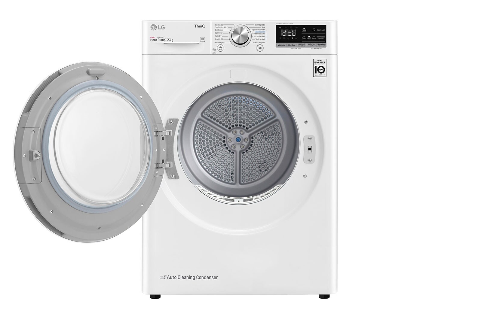 LG 8 kg sušička, A++ (v rozsahu A++ až D), 14 programů, 13 přídavných možností, 3 možnosti sušení, ThinQ™ + WiFi připojení, RC81V5AV7Q