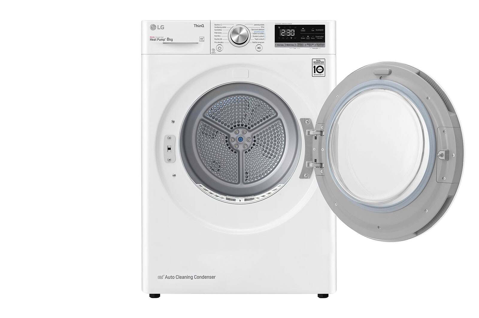 LG 8 kg sušička, A++ (v rozsahu A++ až D), 14 programů, 13 přídavných možností, 3 možnosti sušení, ThinQ™ + WiFi připojení, RC81V5AV7Q