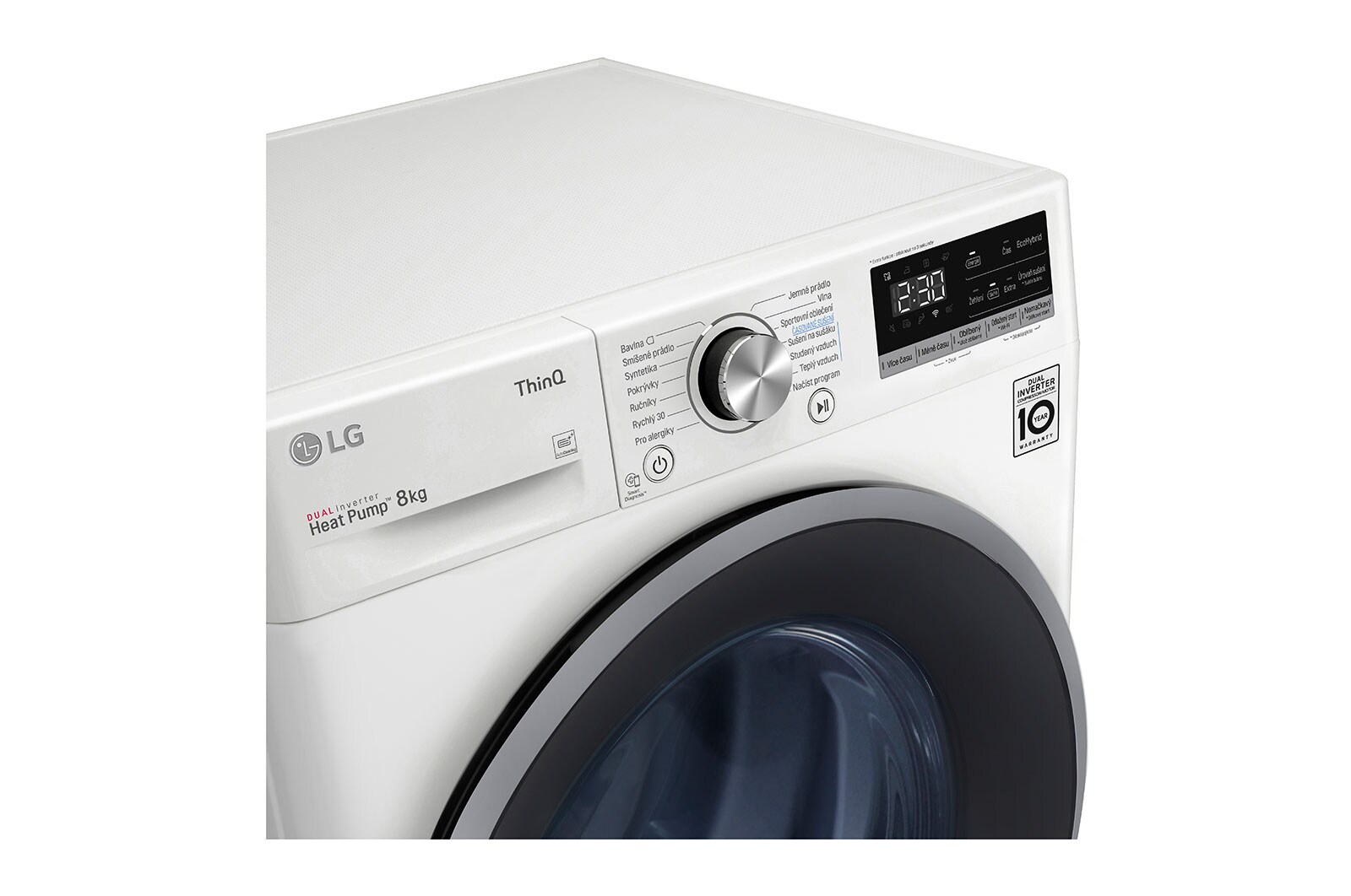 LG 8 kg sušička, A++ (v rozsahu A++ až D), 14 programů, 13 přídavných možností, 3 možnosti sušení, ThinQ™ + WiFi připojení, RC81V5AV7Q