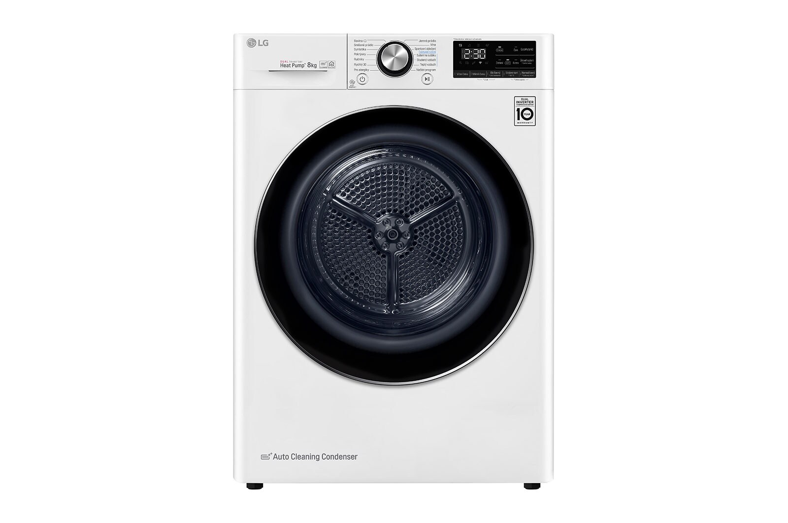 Pohled zepředu na 8 kg Sušička DUAL Inverter Heat Pump™, Bílá RC81V9AV2W