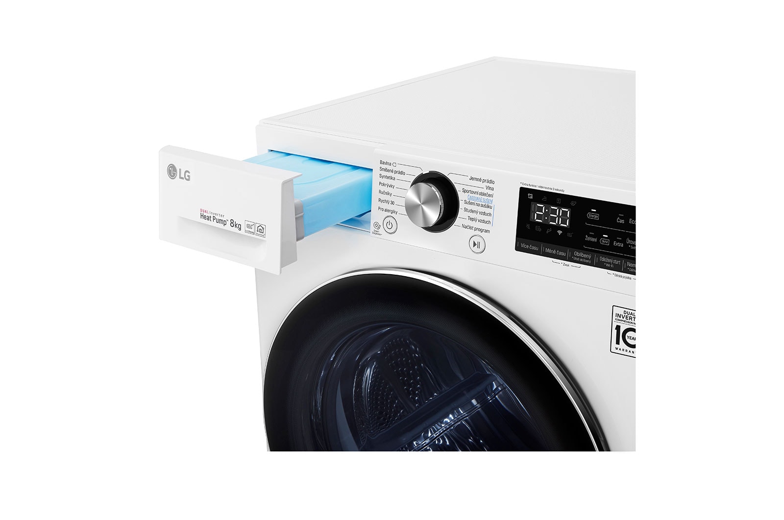 LG Sušička LG | 8 kg | Režim Energie / Čas |  automatické čištění kondenzátoru | Wi-Fi |Bílá, RC81V9AV2W