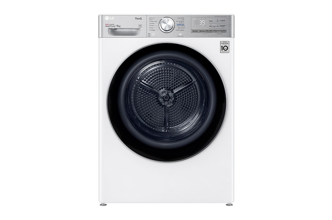 LG Sušička LG | 9 kg | DUAL Inverter Heat Pump™ |ThinQ™|Bílá, RC91V9AV2QR