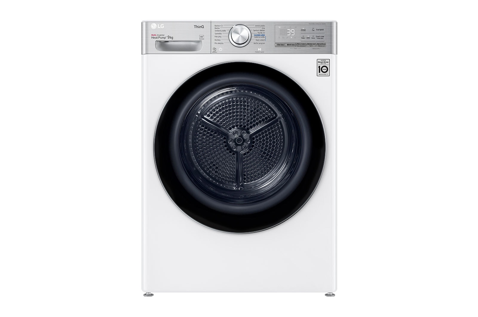 Pohled zepředu na 9 kg Sušička DUAL Inverter Heat Pump™, Bílá RC91V9AV2QR