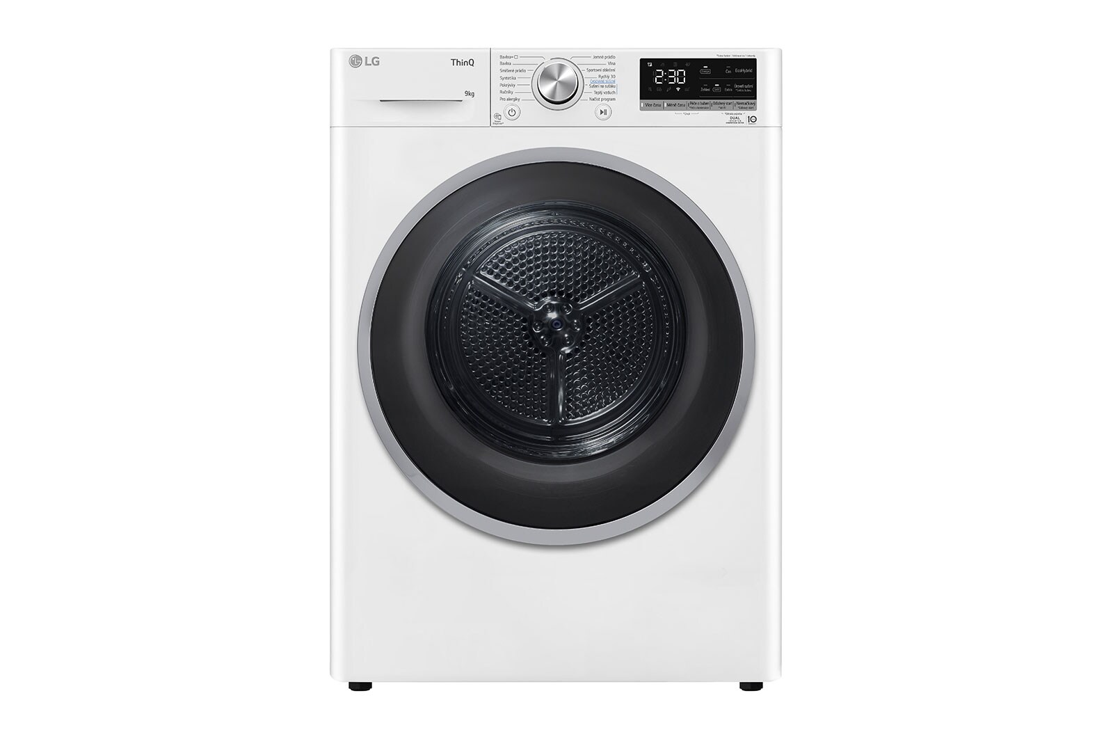 Pohled zepředu na 9 kg Sušička DUAL Inverter Heat Pump™, Bílá RC91V9AVSN