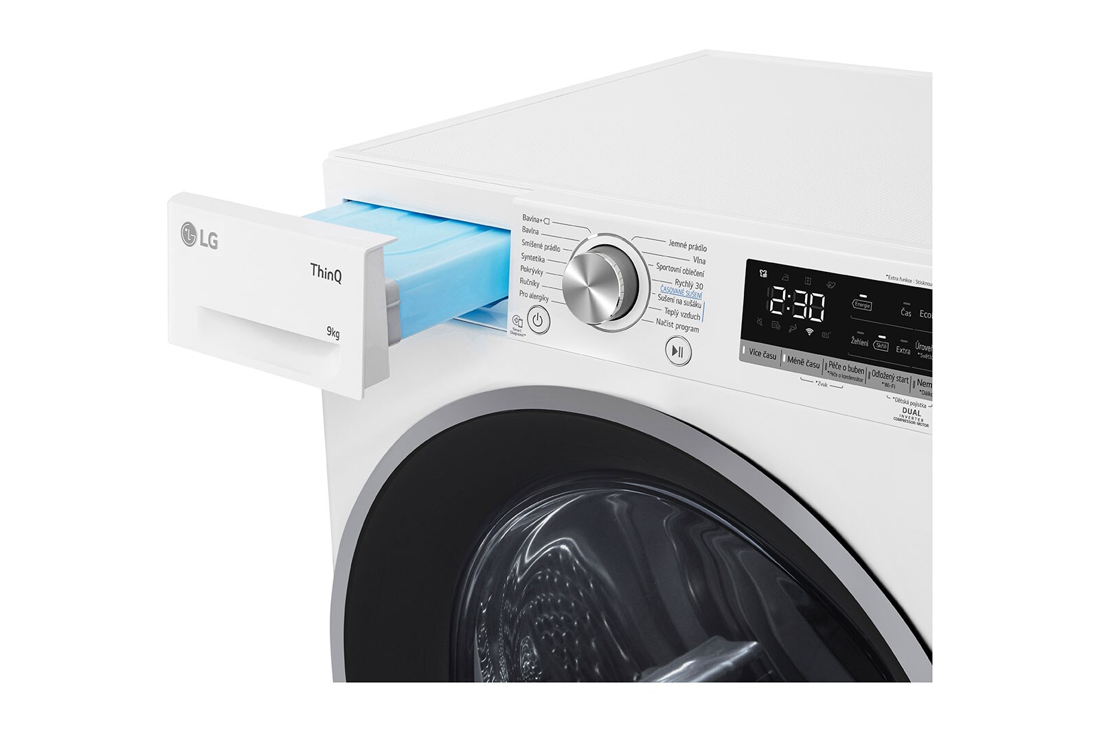 LG Sušička LG | 9 kg | DUAL Inverter Heat Pump™ |ThinQ™|Bílá, RC91V9AVSN