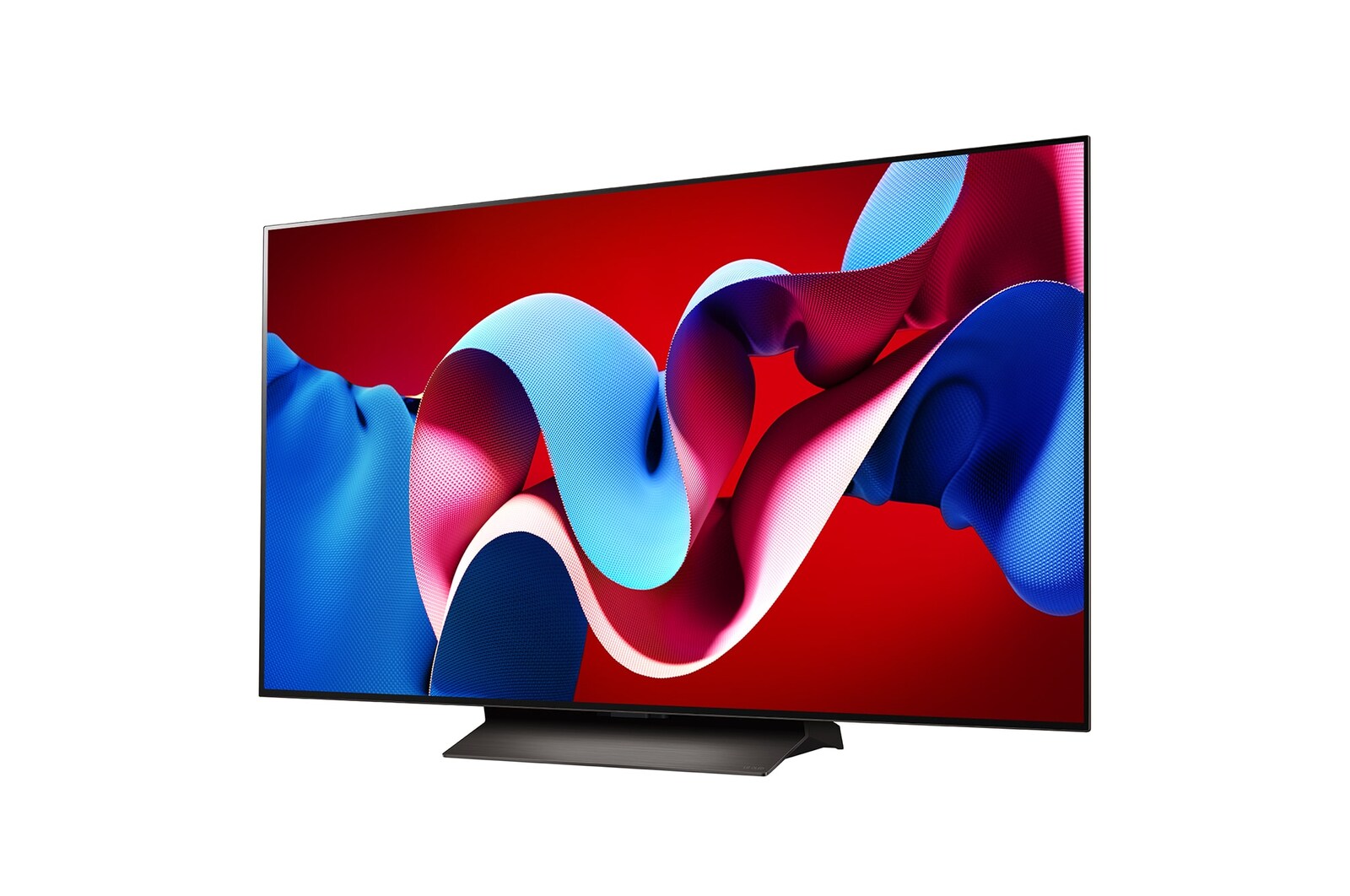 Mírně úhlový pohled na televizor LG OLED evo směrem doleva, OLED C4