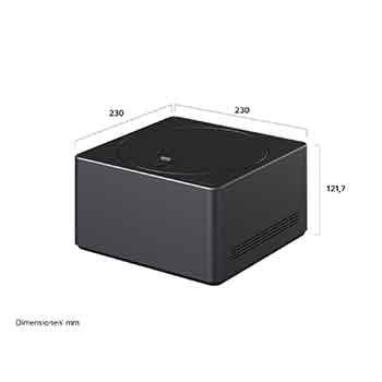 Zero Connect Box mit den entsprechenden Größenangaben in Millimetern. 